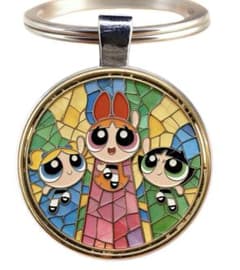The Powerpuff Girls 스테인드 글라스풍 키홀더