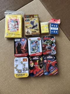 Spider-Man, Minions puzzle, and other character playing cards (bundle sale)