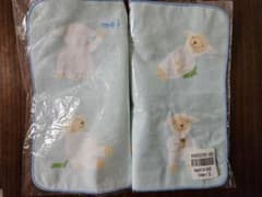 新品 メルくん 西川 ひつじ柄 綿100% ハンカチ 2枚セット ブルー 未開封のサムネイル