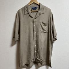 90s Polo ポニー無し CLAYTON リネンコットン 開襟シャツ Lのサムネイル