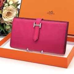 HERMES 長財布 ベアンスフレ 濃いピンク×シルバー金具 エルメス - メルカリ