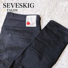 SEVESKIG デニムパンツ TALON ジッパー ブラックデニム 裏地柄