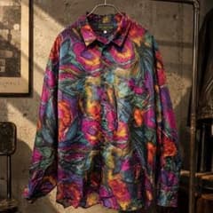 90s SNOW MOUNTAINS シルクレトロ　総柄シャツ ヴィンテージ