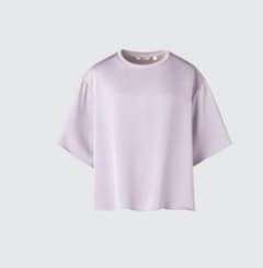 UNIQLO C サテンクルーネックT 半袖 ライトパープル　L　ユニクロのサムネイル