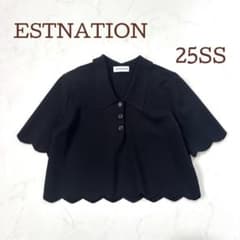 【洗える 25ss 完売 極美品】エストネーション スカラニットポロシャツ 黒 洗える 25ss 完売 極美品】エストネーション スカラニットポロシャツ