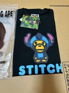 A BATHING APE x Disney スティッチ Tシャツ ブラック M