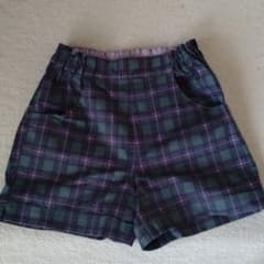 179/WG チェック柄　ショートパンツ グリーン パープルのサムネイル