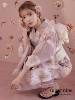 Sugar 浴衣 三上悠亜 着用 大人スウィートフラワー 薔薇 ローズ　着物 sugar nine 三上悠亜ちゃん 浴衣&帯 大人スウィートフラワー薔薇