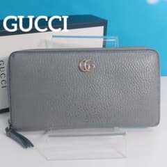 GUCCI GGマーモント ラウンドファスナー長財布 グレー 箱付き - メルカリ