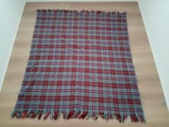 【美品】英国製 大判 タータンチェック ウールラグ ブランケット 180×160 美品】英国製 大判 タータンチェック ウールラグ ブランケット 180×160