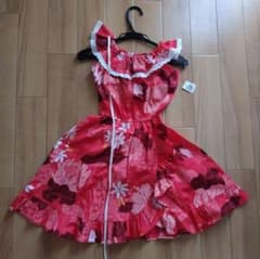 女児用サマードレス 新品　レッド系 花柄のサムネイル