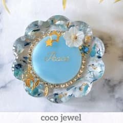 選べる金具】ブルー系 お花 レジン ビジュー ヘアゴム ポニーフック