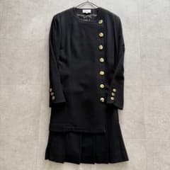 クリスチャンディオール Miss Dior コート 黒 プリーツ 金ボタン