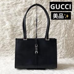 美品✨GUCCI グッチ ジャッキーライン トートバッグ 0021073 黒 - メルカリ