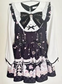 LIZLISA Romantic Cosmetics柄ワンピース ブラックのサムネイル