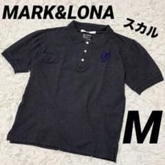 マークアンドロナ 半袖 ポロシャツ グレー M ゴルフ ドクロ スカル