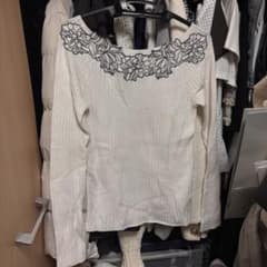 フラワーレースリブニット