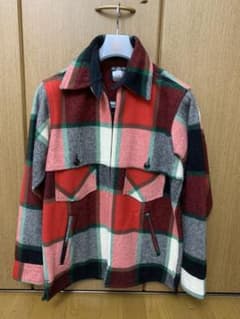 ジョンソンウーレンミルズ　チェック柄コート　冬キャンプにのサムネイル