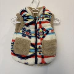 キッズ ベスト フリース ネイティブ柄 ボアポケット80cm 秋冬服のサムネイル