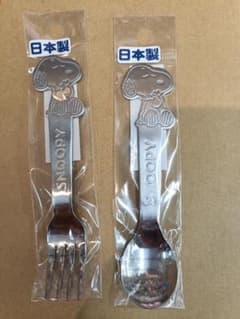 日本製　スヌーピー　ステンレスフォーク&スプーンセット