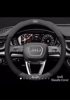 Audi アウディ 高級 ITALY Suede ハンドルカバー BLK 2のサムネイル
