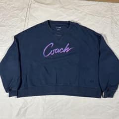 COACH コーチ スウェット トレーナー ネイビー M筆記体ロゴ刺繍のサムネイル