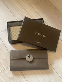 美品 GUCCI シルバーロゴ シボレザー Wホック 長財布 ブラウン - メルカリ