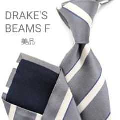 美品】ドレイクス ビームスエフ ネクタイ シルバー ホワイト