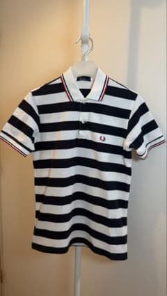 FRED PERRY フレッドペリー ボーダー ポロシャツ S 刺繍ロゴ 半袖のサムネイル
