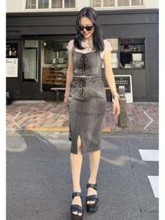 MIRROR9 レースアップデニムセットアップ ブラックのサムネイル