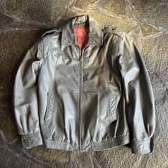 【90年代】グレー レザージャケット 革ジャン 牛革のサムネイル