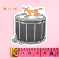 4148 [Shipping Included] Sticker Cat Kitty CAT Drum Percussion Instrument Musical Instrument