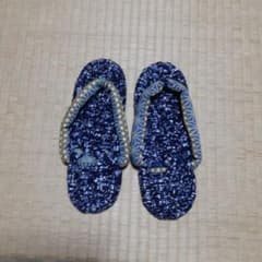 布製紺色草履 リボン付き(24cm)のサムネイル