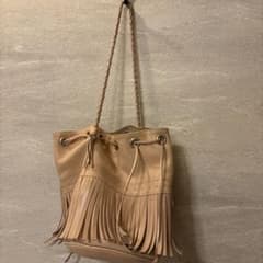 J&M DAVIDSON フリンジ 巾着バッグ ベージュのサムネイル