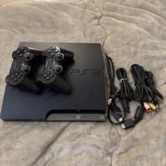 PS3 プレステ3純正コントローラ2台付きCECH-2100B ブラック 黒のサムネイル