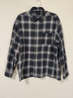 【好配色】オンブレチェック シャドーチェック シャツ L レーヨン混 ブラックのサムネイル