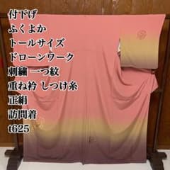 付下げ ふくよか トールサイズ ドローンワーク 重ね衿 しつけ糸 正絹
