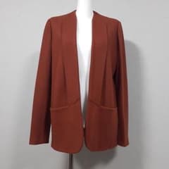 アニオナ　カシミア100%ジャケット　ベージュ　美品 AGNONA アニオナ ホワイトカシミヤ100% ノーカラージャケットコート