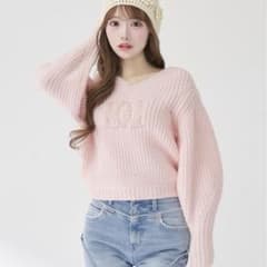 Darich DDロゴレイヤードニットトップス　pink pnk ピンク Darich ファンシービーズDDロゴボリュームニットトップス ピンク PNK