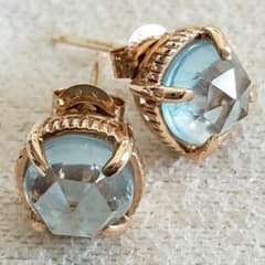 ブルートパーズ♡【ノジェス】K10 ゴールド スタッズピアス☆アガット 