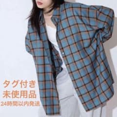 JEANASIS ジーナシス アソートチェックシャツLS ブルー×オレンジ