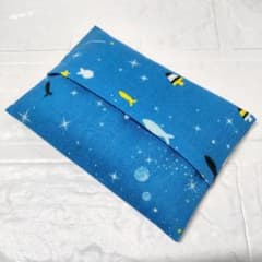 ハンドメイド　ポケットティッシュケース　海の魚　ブルー