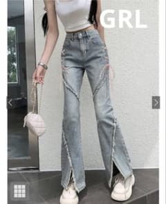 GRL フレアデニム ライトブルー サイドレースアップのサムネイル