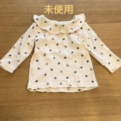 未使用　襟　フリル　花　フラワー　長袖　80