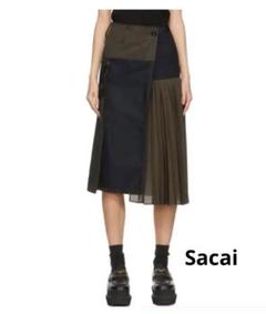 【美品】sacai サカイ　プリーツ　ミニスカート ネイビー（紺）系 sacai(サカイ) ミニスカート(レディース