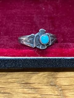 ヴィンテージ インディアン ターコイズ サンダーバード シルバー リング