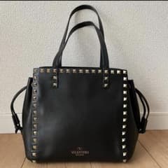 VALENTINO 巾着 ハンドバッグ スタッズ ブラック レザー | Mercari
