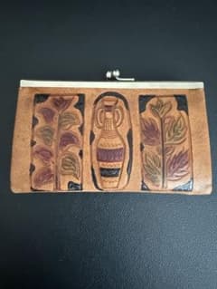 ハンドメイド 革 がま口 財布 花瓶柄のサムネイル