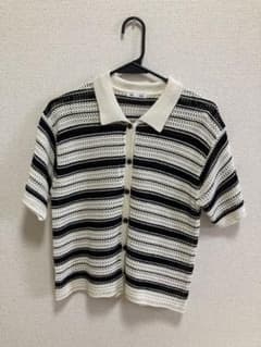 【ほぼ新品未使用✨】GU半袖ストライプニット M レディースのサムネイル