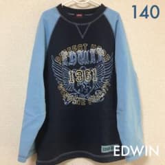 子供服 エドウィン EDWIN トレーナー 140 キッズ 紺×水色 ラグランのサムネイル